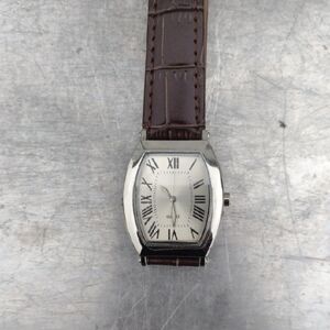 SKC Silver Watch with Brown Leather Strap NWOT